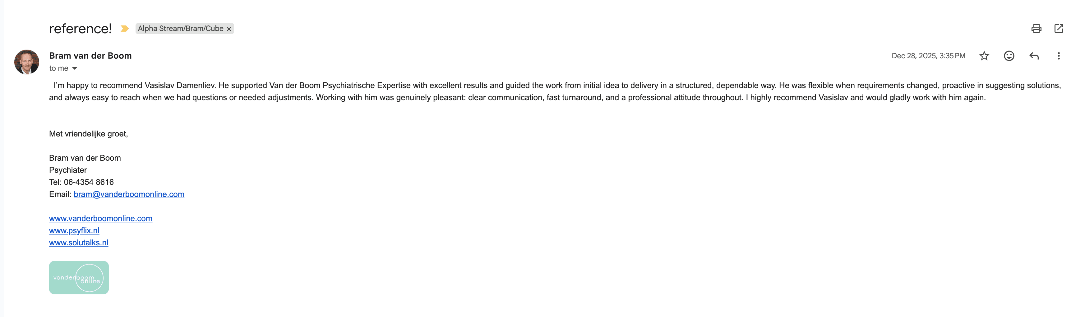 Psyflix / Van der Boom Psychiatrische Expertise logo